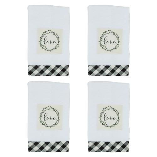 Park Designs Bouquet of Grace Fingertip Towel Set of 4 | 19" x 11" | Cotton Terry | Embroidered Family Vine Wreath | Farmhouse Bathroom Decor Accent - color: Bouquet Fingertip Towel