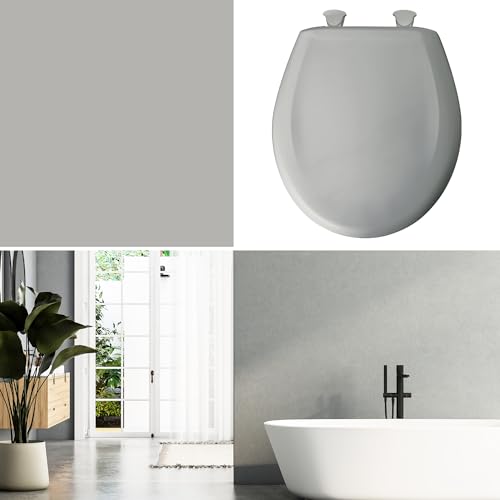 Bemis Classic Colors Slow Close Toilet Seat, Easy Clean Hinges and Durable Plastic Seat, Made in USA, Round, Ice Grey - color: Ice Gray, size: Round