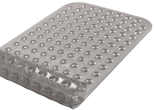 Medium Non-Slip Bathtub & Shower Mat 31x16 (Smooth/Non-Textured Tubs Only) Safe, Clean, Machine-Washable, Superior Grip&Drainage, Vinyl, Transparent Gray (Grey) - color: Transparent Gray (Grey), size: Large (31"x16")