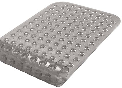 Medium Non-Slip Bathtub & Shower Mat 31x16 (Smooth/Non-Textured Tubs Only) Safe, Clean, Machine-Washable, Superior Grip&Drainage, Vinyl, Transparent Gray (Grey) - color: Transparent Gray (Grey), size: Large (31"x16")
