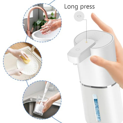Tiiyee Automatic Liquid Soap Dispenser, Touchless Hand Soap Pump 380mL | Rechargeable Soap Sensor Dispenser, Countertop or Wall Mounted, 4 Gear Volume Control Dispensing for Kitchen Bathroom Office - size: Liquid