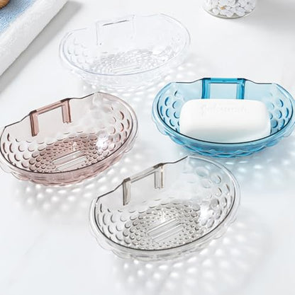 Acrylic Soap Dish with Self-Draining Design - No Drilling ，Universal and Aesthetics, Waterproof, Plastic Soap Saver - Bathroom Kitchen Organizer
