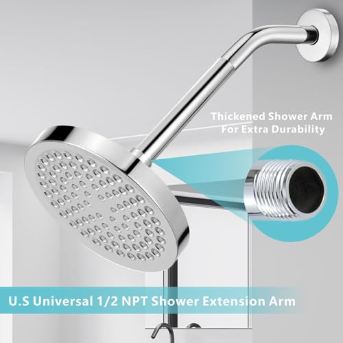 Shower Extension Arm, Solid Stainless Steel Shower Pipe Extension with Teflon Tape and Washer, For Lowering or Extending Showerhead (6 Inch, Chrome) - color: Chrome, style: 6 Inch
