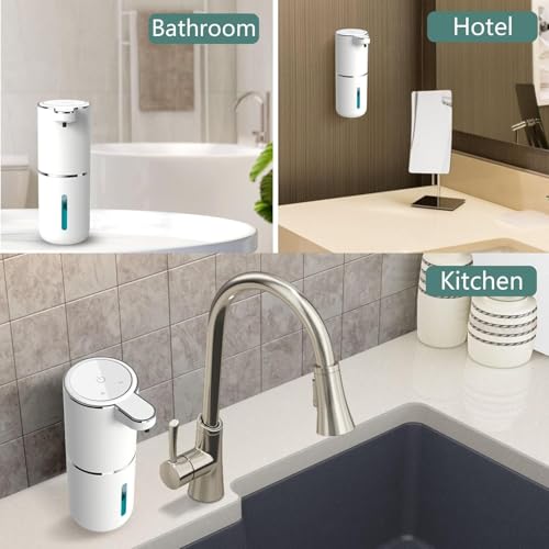 2Pack Automatic Soap Dispenser, Touchless Foaming Soap Dispenser USB Rechargeable Dispenser Electric Wall Mounted 4levels Adjustable Foam Dish Soap Pump for Bathroom Kitchen