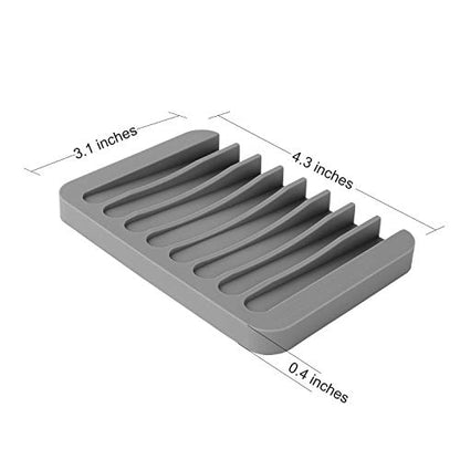 Anwenk Soap Dish for Shower Waterfall Soap Holder Soap Tray Soap Saver Drainer Flexible Silicone for Shower/Bathroom/Kitchen/Counter Top,Keep Soap Bars Dry Clean,Easy Cleaning- Grey, 1Pack - color: Grey-1pack