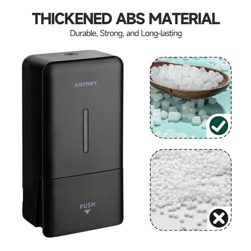 anydry Liquid Hand Soap Dispenser Wall Mounted 27oz Large Capacity Black | Durable ABS Material, Flexible Installation, Ideal for Commercial Bathroom, Easy Refill Wide Opening - color: Elegant Black