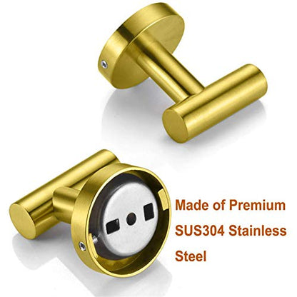 Nolimas Bathroom Towel Hooks SUS 304 Stainless Steel Coat Hook Round Clothes Towel Coat Robe Hook Cabinet Closet Door Sponges Holder for Bath Kitchen Garage Hotel,Wall Mounted,Brushed Gold,2Pack - color: 2pcs Brushed Gold