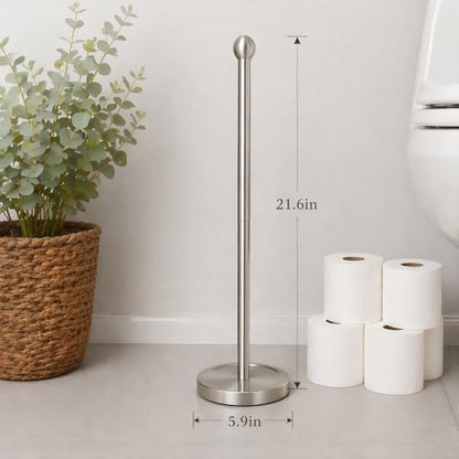 Songtec Toilet Paper Holder Stand with Reserve, Floor Standing Tisse Roll Holder for 4 Rolls, Compact Design Bathroom Toilet Paper Storage - Brushed Nickel - color: Brushed Nickle