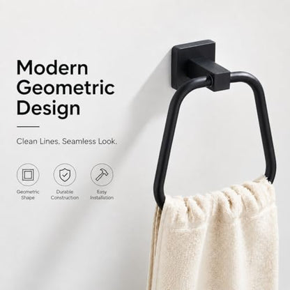 Matte Black Towel Ring for Bathroom 2 Pack, Kitchen Bath Towel Holder Hangers Wall Mount Heavy Duty Stainless Steel - color: Matte Black, size: 2 Pack