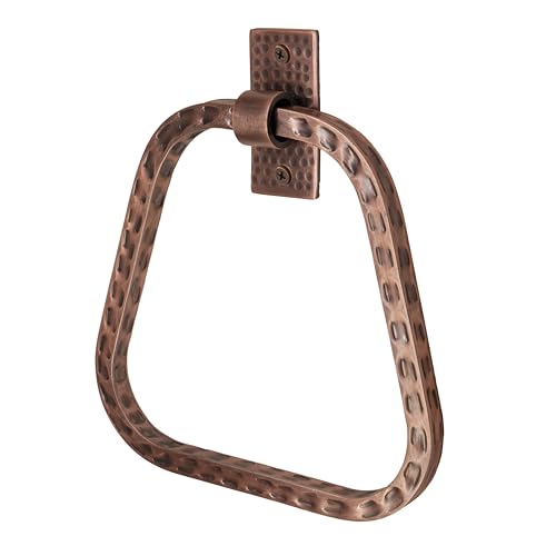 Monarch Abode Bathroom Towel Holder – 7-Inch Round Antique Copper Bathroom Hand Towel Holder for Bathrooms Wall, Metal Hand Hammered Towels Ring Wall Mount, Modern Surface-Mounted Ring Hanger - color: Antique Copper Finish, style: Modern