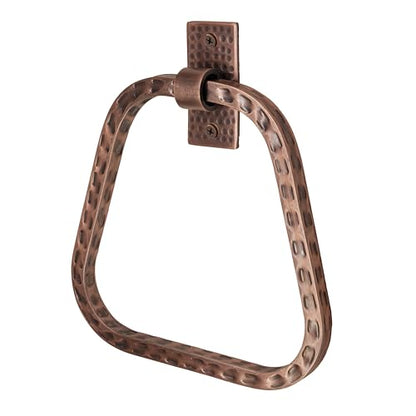 Monarch Abode Bathroom Towel Holder – 7-Inch Round Antique Copper Bathroom Hand Towel Holder for Bathrooms Wall, Metal Hand Hammered Towels Ring Wall Mount, Modern Surface-Mounted Ring Hanger - color: Antique Copper Finish, style: Modern