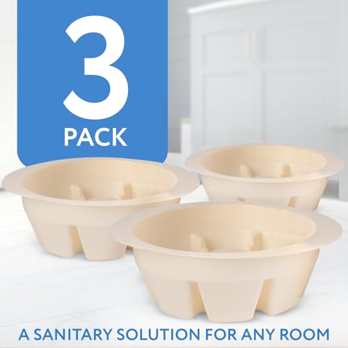 Impresa Universal Plunger Holder Caddy - Pack of 3, White Toilet Plunger Holders & Sink Storage - Easy-Clean Drip Tray - Plastic Bathroom Accessories Organizer