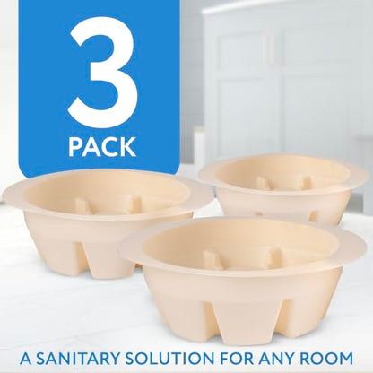 Impresa Universal Plunger Holder Caddy - Pack of 3, White Toilet Plunger Holders & Sink Storage - Easy-Clean Drip Tray - Plastic Bathroom Accessories Organizer