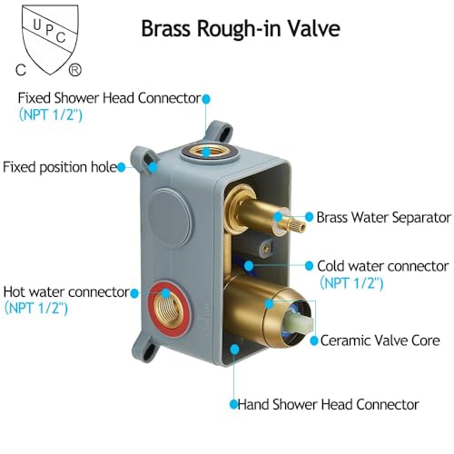 Brushed Gold Shower System 8 Inch Bathroom Luxury Rain Mixer Shower Combo Set Wall Mounted Rainfall Shower Head and Handheld System Shower Faucet Set Rough-in Valve Body and Trim Kit - color: Brushed Gold, size: 8 Inch