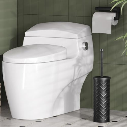 Toilet Bowl Brush and Holder Set 3 Pack with 6 Extra Brush Heads (Black) | Extra Long Handle with Splash Guard Cover, Tool-Free Installation, Bathroom Space-Saving, Cleaner Sets for Apartments, RV - color: Black