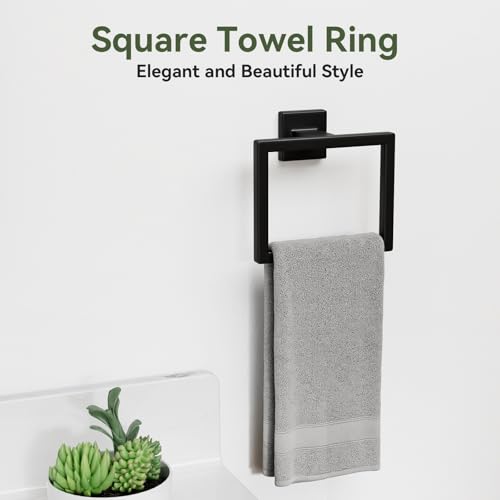 5-Pieces Matte Black Bathroom Hardware Set, 24 Inch Bathroom Towel Bar Set, SUS304 Stainless Steel Bathroom Hardware Accessories Set, Towel Racks for Bathroom Wall Mounted - size: 26 Inch (5 Pieces)
