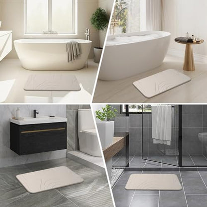 Stone Bath Mat, 2 Pack Diatomaceous Earth Shower Mat, Non-Slip Super Absorbent Quick Drying Bathroom Floor Mat, 24x15, Greyish White - color: Greyish White