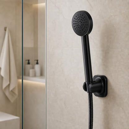 Handheld Shower Head Holder, Adhesive Showerhead Bracket, Angle Adjustable Shower Wand Holder Wall Mounted, Black - color: Black