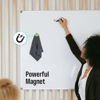loukin Magnetic Whiteboard Cloth, Thick Microfiber Cloth with Cleaner | 12" x 12", Built-In Strong Magnet, Washable & Reusable, Scratch-Free, Wet & Dry Cleaning, Lint-Free, Multi-Surface Use
