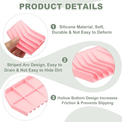 uxcell 2Pcs Soap Dish with Drainage, Silicone Self Draining Soap Bar Holder Sponge Shampoo Bars Tray for Bathroom, Shower, Bathtub, Kitchen, or Countertop(Pink) - color: Pink