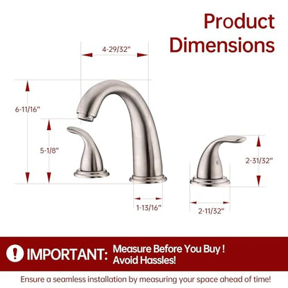 SUMERAIN Two Handle Roman Tub Faucet Brushed Nickel | with Valve, High Flow, 3 Hole, Brass, Classic Style, for Bathroom - color: Brushed Nickel, size: 4-29/32" spout reach