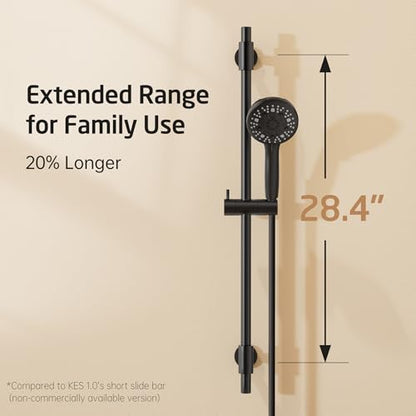 KES High Pressure 9 Functions Adjustable Handheld Shower Head with 30-Inch Shower Slide Bar & 59-Inch Hose, Built-in Power Wash to Clean Tub Tile & Pet, Wall Mount Matte Black 18/8 Stainless Steel - color: Matte Black