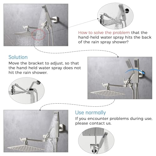 G-Promise All Metal 10" Dual Square Shower Head Combo | Rain Shower Head | Handheld Shower Wand | Adjustable | 3-Way Diverter | 71" Extra Long Hose - A Bathroom Upgrade(Brushed Nickel) | Built to Last, Easy Install, Adjustable Height & Angle for All Heigh