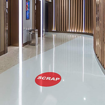 Scrap Floor Decals Red Anti-Slip Round Shape Industrial & Craft Signs Stickers 36Inches Longer Side - size: 36inches Longer Side