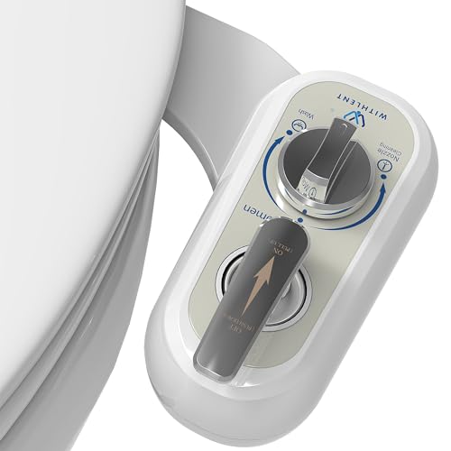 Left Handed Bidet Attachment for Toilet - Self-Cleaning control panel on left side Dual Nozzle (Frontal & Rear Wash) Non-Electric Adjustable Water Pressure, Water Bidet Toilet Seat Attachment - color: Silver handle