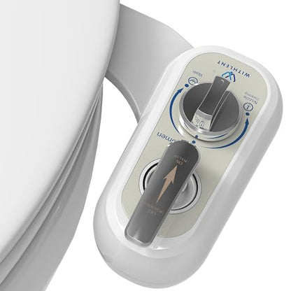Left Handed Bidet Attachment for Toilet - Self-Cleaning control panel on left side Dual Nozzle (Frontal & Rear Wash) Non-Electric Adjustable Water Pressure, Water Bidet Toilet Seat Attachment - color: Silver handle
