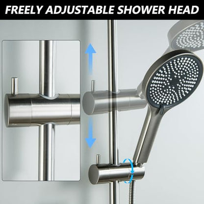 Adjustable Shower Slide Bar with Handheld Shower Head | Shower Head with Slide Bar Stainless Steel Wall Mounted Slider Bar, Brushed Nickel - style: Brushed Nickel