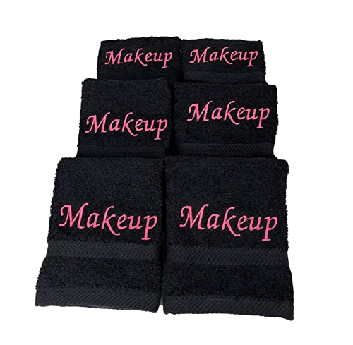 Makeup Remover Towels. Fingertip Face Reusable Washcloths. Embroidered, 100% Soft Cotton. Facial Cleansing. Pack of 6.