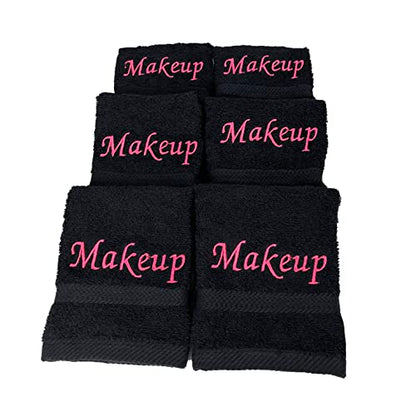 Makeup Remover Towels. Fingertip Face Reusable Washcloths. Embroidered, 100% Soft Cotton. Facial Cleansing. Pack of 6.