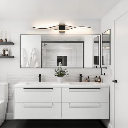 Daunton Black Vanity Lights Fixtures Over Mirror, Modern LED Bathroom Light Fixture with Remote Control, 3CCT Dimmable Bathroom Vanity Light 40.5 inch Wall Sconce Lighting for Bedroom, Living Room - color: Black