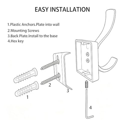 Brushed Nickel Towel Robe Clothes Coat Hooks for wall | Heavy Duty Wall Mount Rust-proof Double towel hooks for Bath Bedroom Kitchen Pool Garage Hotel - color: Brushed Nickel 4