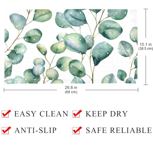 Watercolor Seamless Green Leaves Pattern Bath Tub and Shower Mats, Non Slip Bathmat with Drain Holes and Suction Cups for Bathroom Floor, 15.1 x 26.8 Inch - color: Multi 04