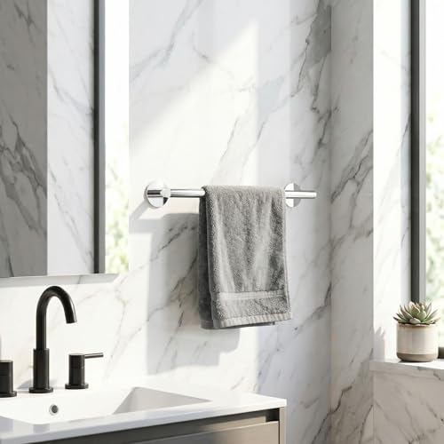 Self Adhesive Towel Bar,16" Chrome No Drill Bathroom 304SS Heavy Duty Towel Rack - color: Chrome, size: 15.7 Inch