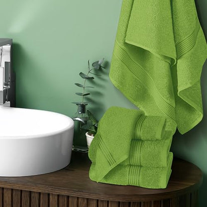 Ultra Soft 6 Pack Cotton Towel Set, Contains 2 Bath Towels 28x55 inch, 2 Hand Towels 16x24 inch & 2 Wash Coths 12x12 inch, Ideal for Everyday use, Compact & Lightweight - Kiwi Green - color: Kiwi Green