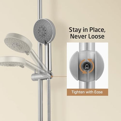 KES Bathroom Shower Slide Bar 40-Inch with Adjustable Handheld Shower Head Holder for Bathroom Wall Mounted SUS 304 Stainless Steel Brushed Finish, F209S100-BS - color: Brushed Finish, style: 39.9-Inch+Drill Mounted