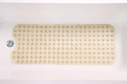 Extra-Long Non-Slip Bathtub & Shower Mat 39”x16” (Smooth/Non-Textured Tubs Only) Safe, Clean, Machine-Washable, Superior Grip&Drainage, Vinyl, Transparent Light Brown - color: Transparent Light Brown, size: 39" x 16" (Rectangular)