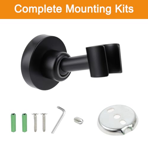 Shower Head Holder All Metal Handheld Shower Wand Bracket Adjustable Handheld Shower Head Holder Wall Mount Shower Wand Bracket Matte Black Finished - style: Black