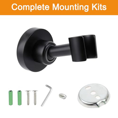 Shower Head Holder All Metal Handheld Shower Wand Bracket Adjustable Handheld Shower Head Holder Wall Mount Shower Wand Bracket Matte Black Finished - style: Black