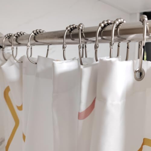 Shower Curtain Hooks Shower Rings for Curtain Brushed Nickel 12PCS | Rust Proof Stainless Steel, Heavy Duty Shower Hooks Rings for Bathroom Shower Rods Curtains Liners, Easy Glide Rollers - color: Oval Shape - Brushed Nickel