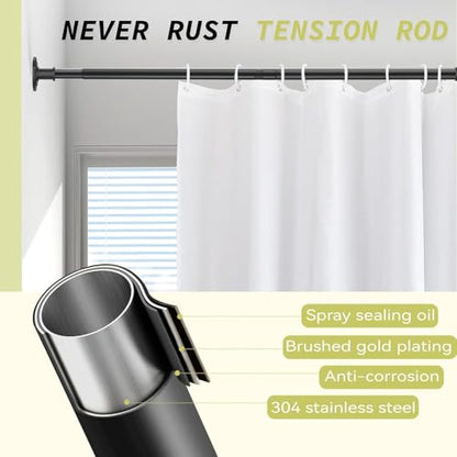 Shower Curtain Rod 31-88 In Spring Adjustable Pole Heavy Duty Matte Black Tension Rods Drilling and No Drilling Shower Rod for Bathroom Window Anti-Slip Never Rust - color: Matte Black, size: 31-88"