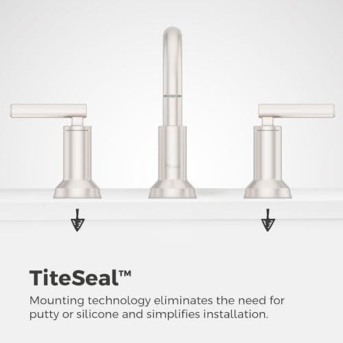 Pfister Capistrano Widespread Bathroom Sink Faucet 2 Handle 3 Hole Brushed Nickel Vanity Faucet with Push & Seal Drain TiteSeal Mount NSF Certified Bath Fixture LF049CSOGS - color: Spot Defense Brushed Nickel, size: 1 Pack