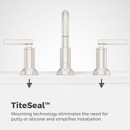 Pfister Capistrano Widespread Bathroom Sink Faucet 2 Handle 3 Hole Brushed Nickel Vanity Faucet with Push & Seal Drain TiteSeal Mount NSF Certified Bath Fixture LF049CSOGS - color: Spot Defense Brushed Nickel, size: 1 Pack