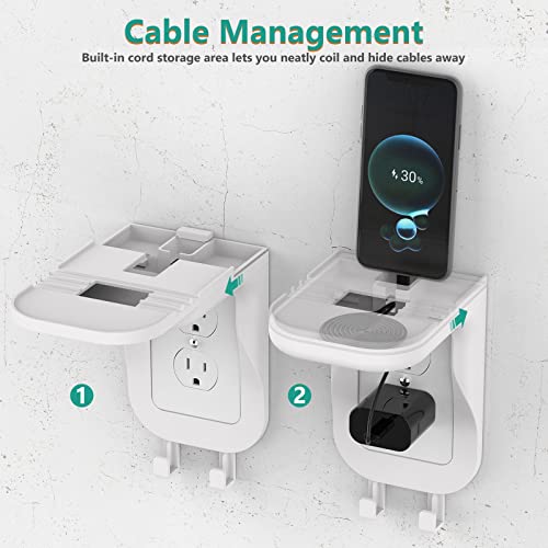 WALI Outlet Shelf Wall Holder, Fit for Duplex GFCI Decorative Outlet Shell A Space Saving for Smart Home, Speaker Mounts up to 10lbs with Cable Management (OSH001-W), White - size: Medium