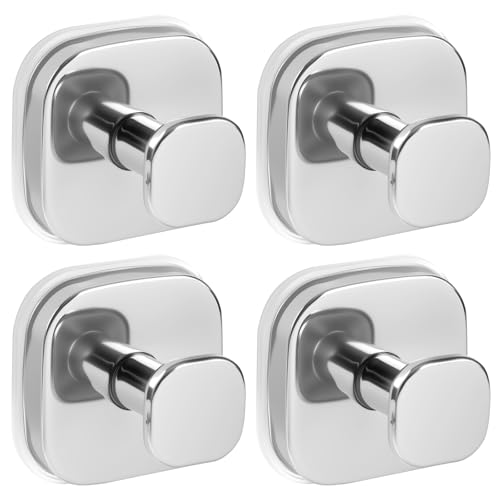 Suction Cup Hooks for Shower, No-Drill Towel Hooks for Bathrooms, Kitchen, Glass Door, Mirror, Tile, Shower Suction Hooks for Hanging Towels, Robe, Loofah, Christmas Wreath (Chrome, 4 Pack) - color: Chrome, size: 4 Pack