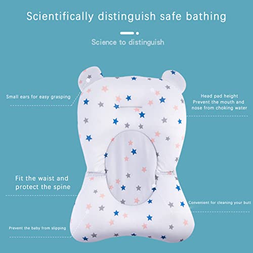 Baby Bath Cushion Support Bat Newborn Floating Bath Sling for Infant Tub (White Star, 28cm*43cm*26cm) - color: White Star