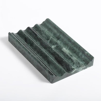 Karibiber Soap Holder, Marble Soap Dish for Shower, Green Bar Soaps Holder with Water Ripple Design, Easy Cleaning Soaps Saver for Kitchen Sink，Bathroom, Executive Indian Natural Stone Soap Tray - color: Indian Green
